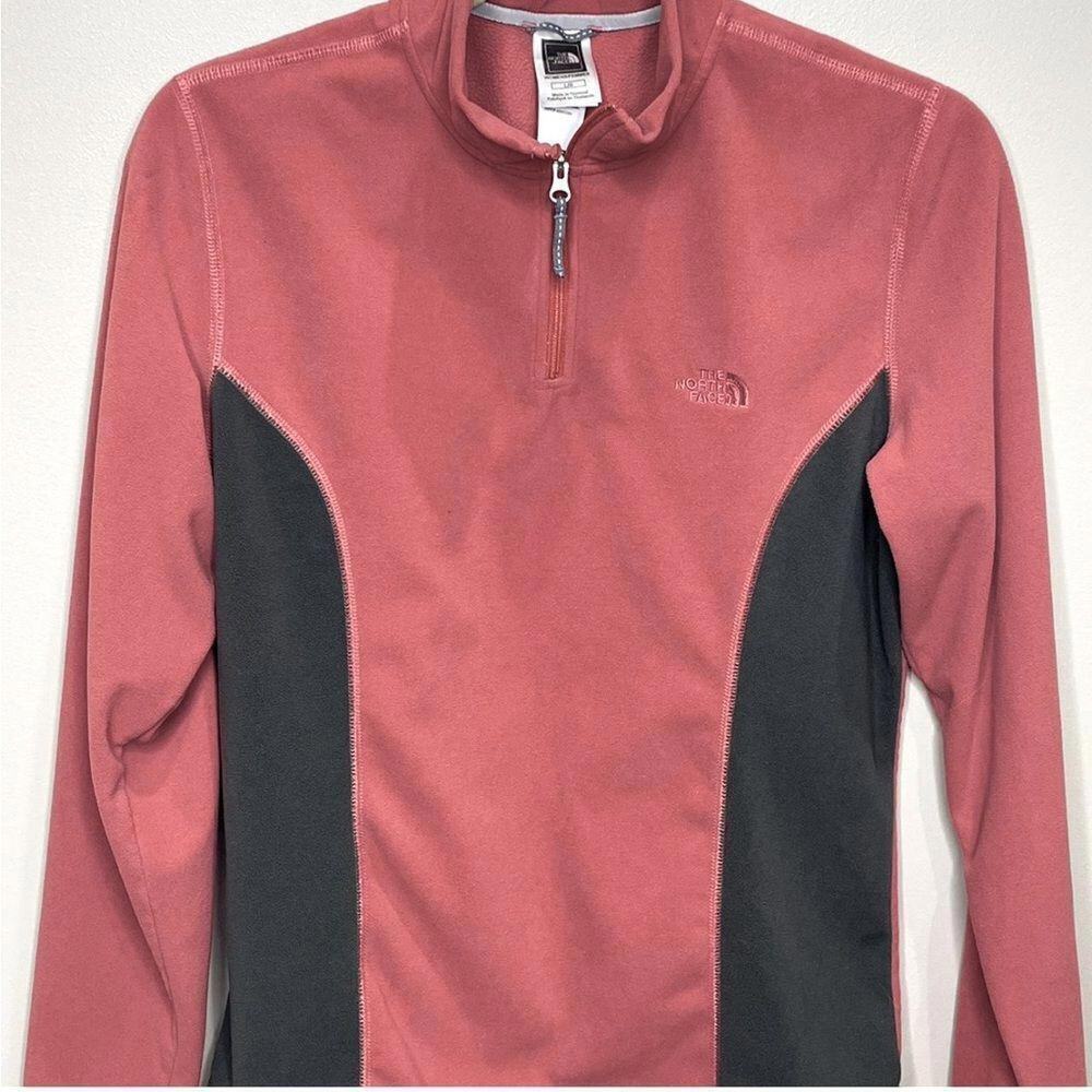 North Face Fleece Pull-Over Half-Zip Mauve/Pink & Gray Girls Sz L